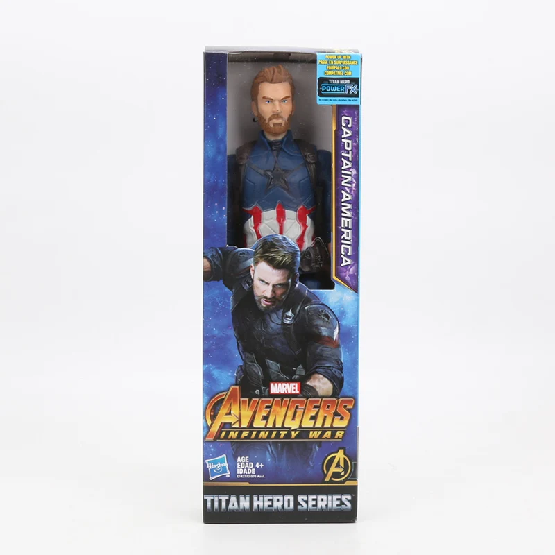 new Captain box Мстители эндгейм фигурка игрушка Супер Герои Капитан Америка Железный человек Человек-паук Халк Тор Росомаха танос ПВХ фигурка игрушка 30 см - Цвет: new Captain box