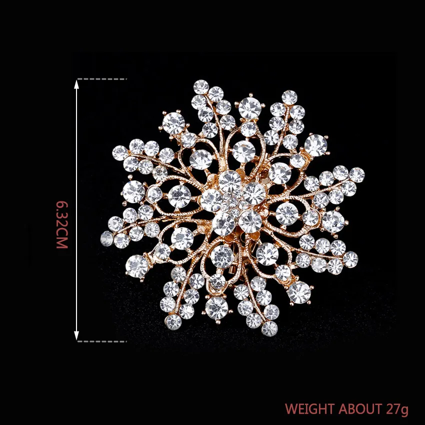 Золотой цвет большой зонтик цветок горный хрусталь брошь булавки броши для