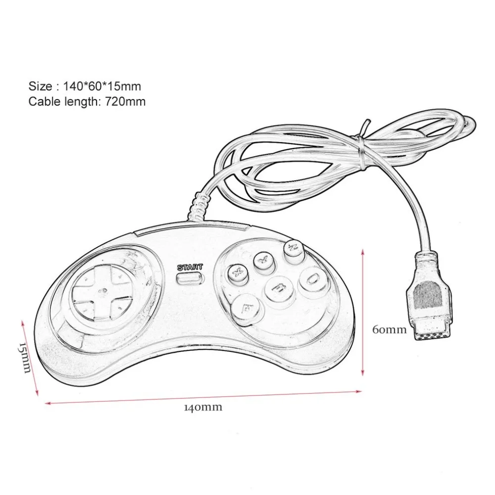 Шесть кнопок игровая ручка командная площадка черный геймпад для sega Megadrive для Mega Drive Deluxe Drive Wonder Mega джойстик