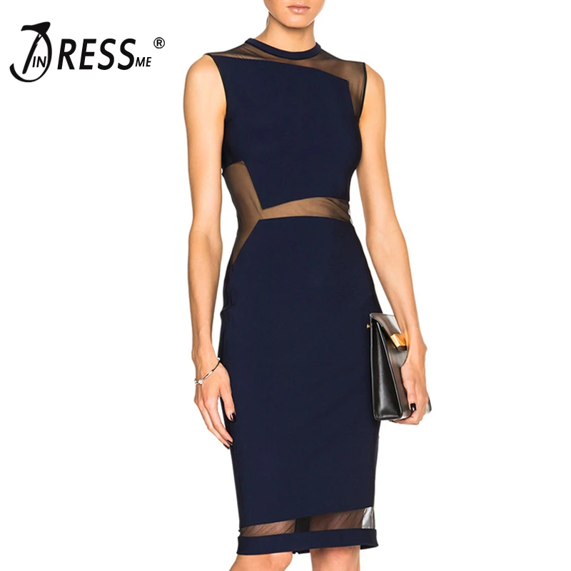 INDRESSME Бесплатная доставка 2017 Горячая Мода Новое поступление черное платье без