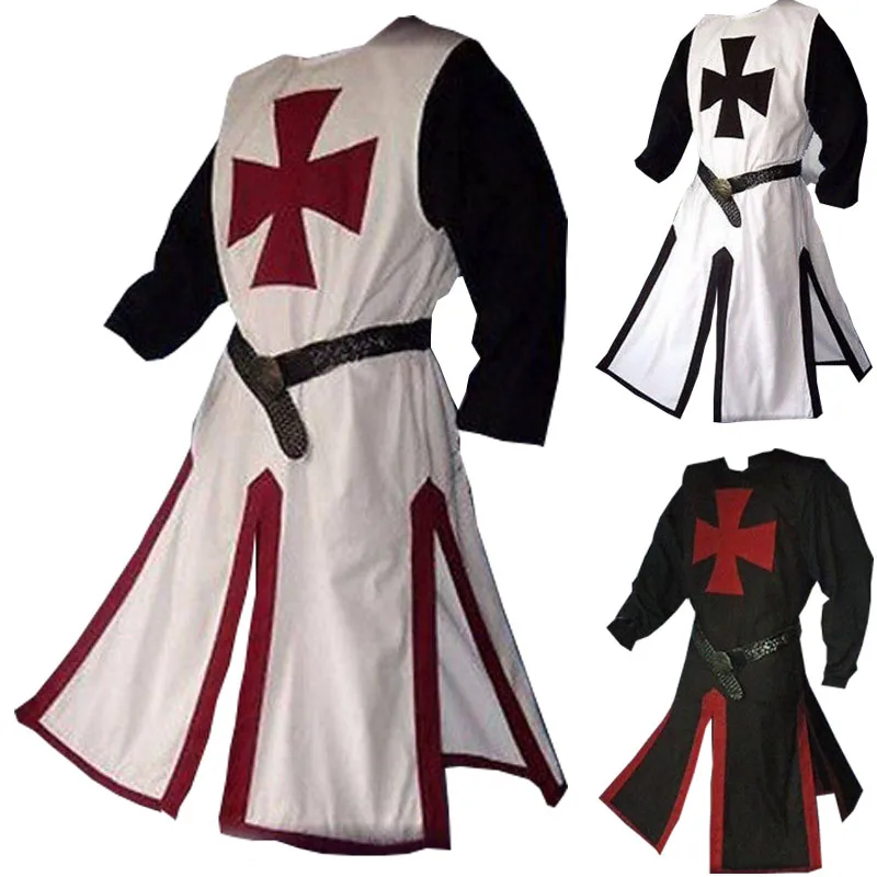 

Medieval Warriors Templar Knights Crusader Costume Adult Men Gown Shirt Top Cross LARP Costume Tabard Surcoat Tunic Sleeveless