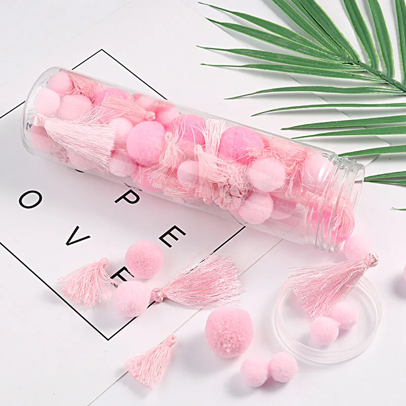 Pink Mix Pompoms Оригинальная упаковка, помпон, ручная работа, смешанные цвета макаруна, помпоны, сделай сам, мягкие меховые шарики, пушистые плюшевые помпоны, Свадебный декор, шитье, искусство - Цвет: Pink Mix Pompoms