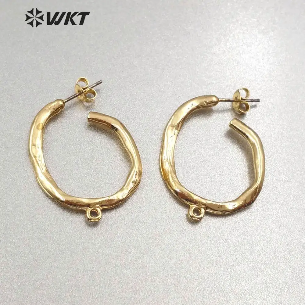 

WT-JFE14 Earring Loops Earring Irregular Circles Earring Hoops Gold Electroplated Brass,Earring Making Findings 21.6mm*30mm