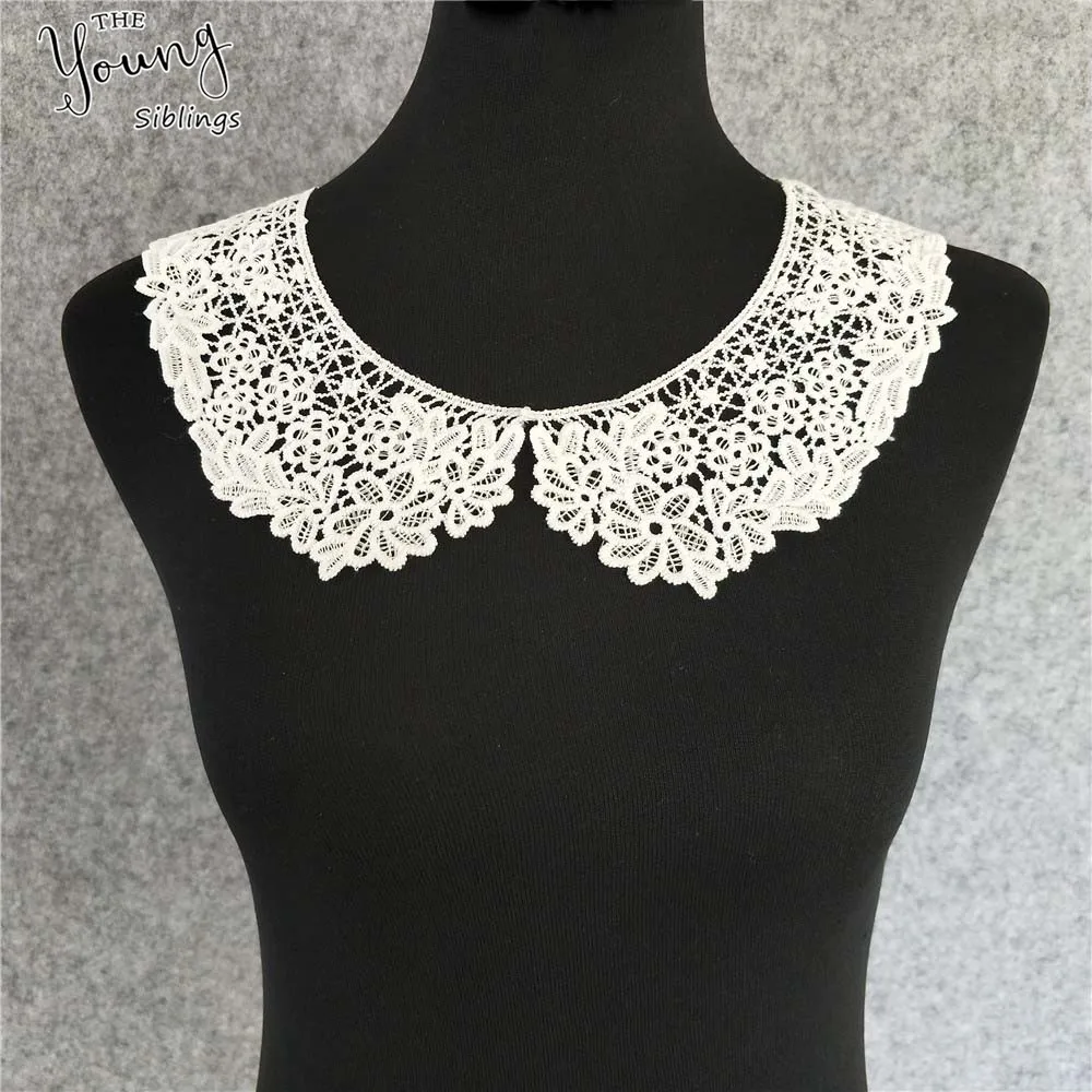 Новое поступление Вышитое молочное кружево аппликация на воротнике изысканное