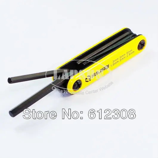 6-in-1 Portable Folding Hexagon Hex Key Allen Wrench Spanner ScrewDriver Set Kit tool 1.5mm 2mm 2.5mm 3mm 5mm 6mm 9609C | Инструменты