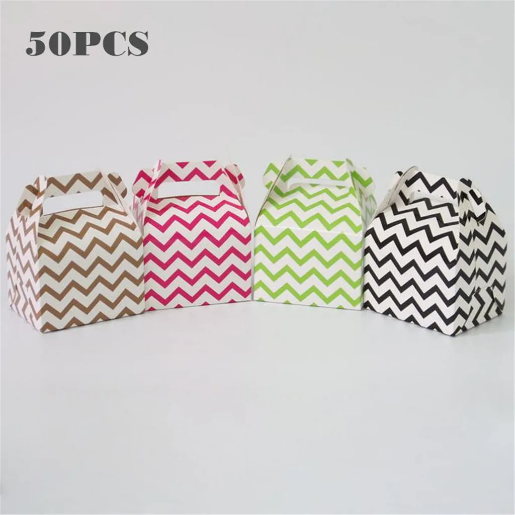 50pcs Portable Packing Box Creative Wave Pattern Hand Carry Candy For party wedding Christmas Gift Drop shipping | Дом и сад