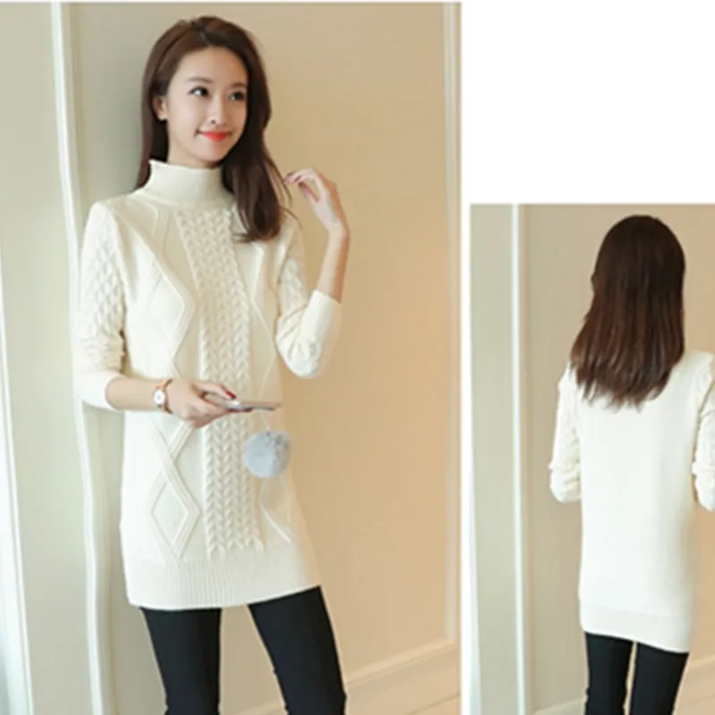 Half-high Collar Plus Size Women Sweater 2021 Medium Long Slim Warm Thick Twisted Autumn Winter Knitting Female | Женская одежда
