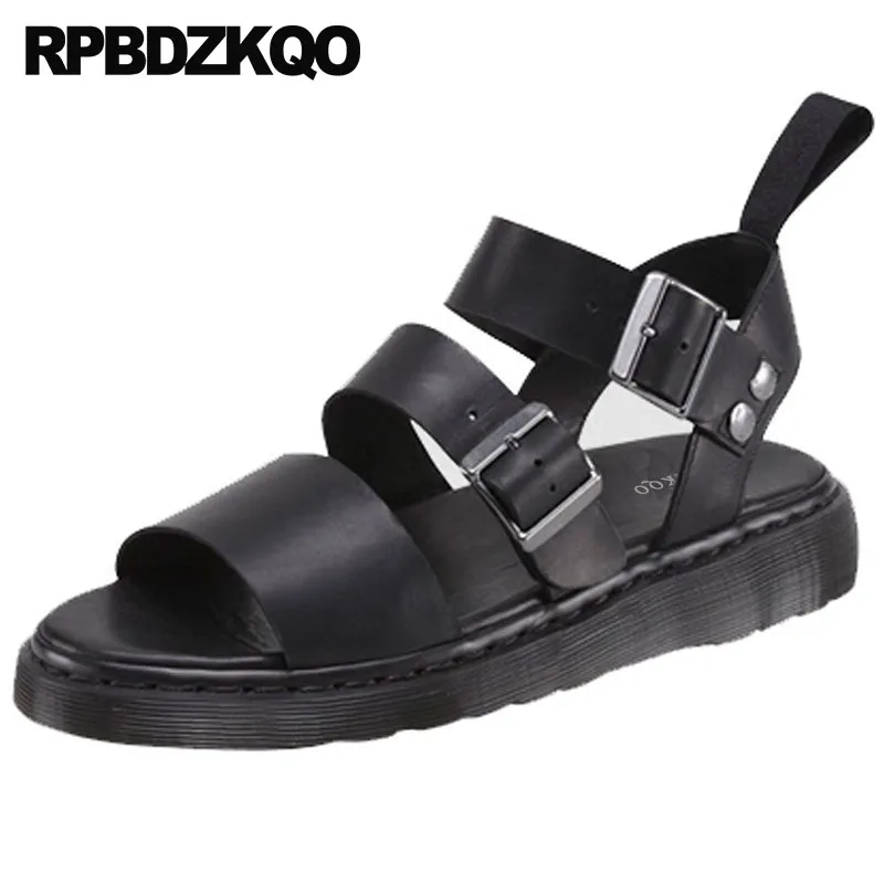 черный повседневная Flatform Римский женщины плоские открытый носок Slingback сандалии с