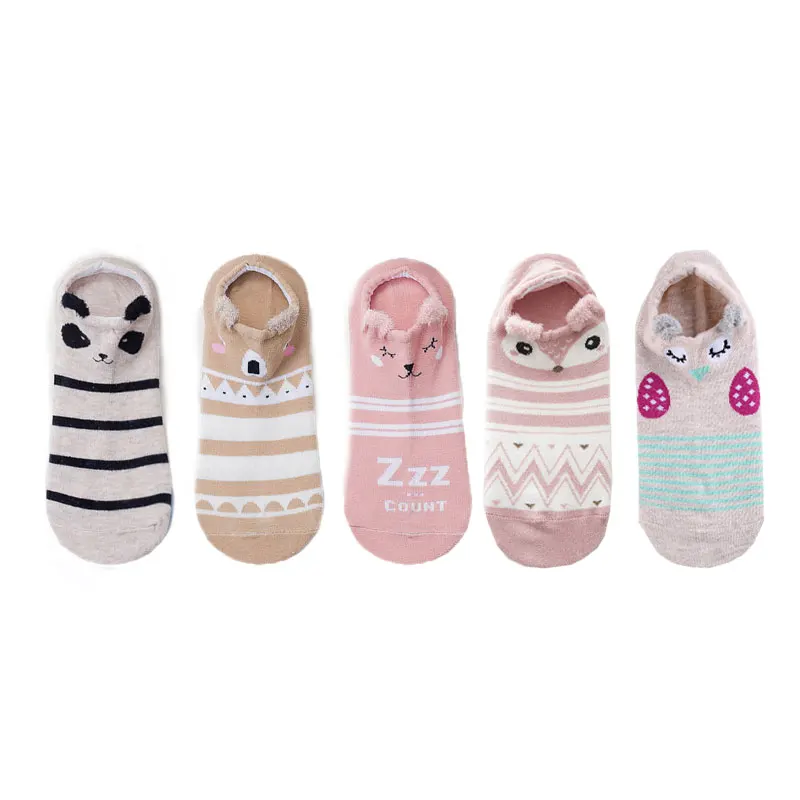 SP & CITY/5 пар хлопковых носков с милыми животными женские летние короткие носки Kawaii