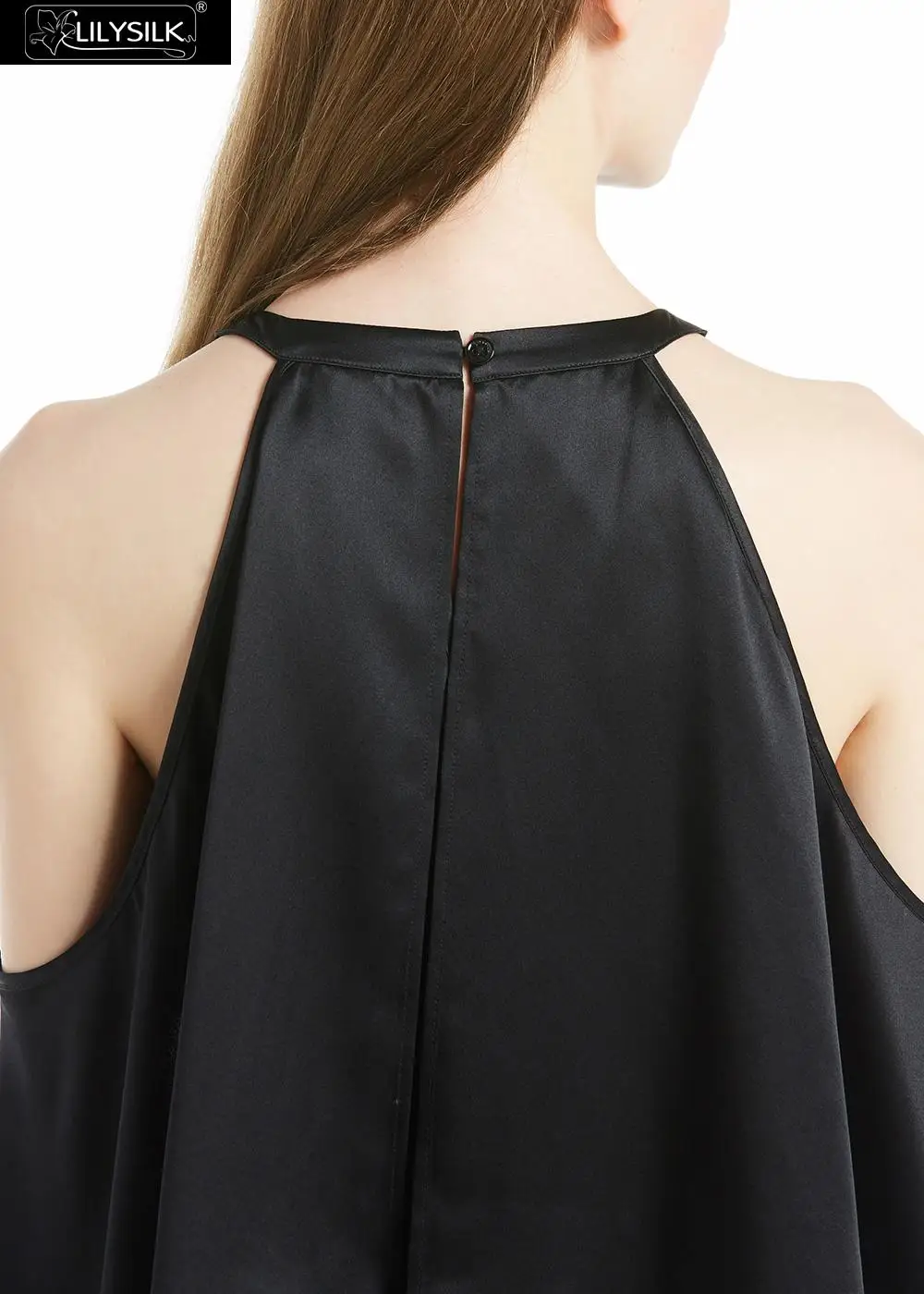 LILYSILK/изящное шелковое женское платье с лямкой на шее бесплатная доставка