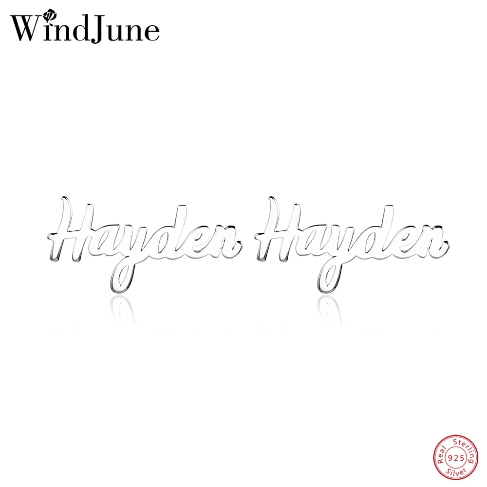 Женские серьги гвоздики WindJune из стерлингового серебра 925 пробы с индивидуальным