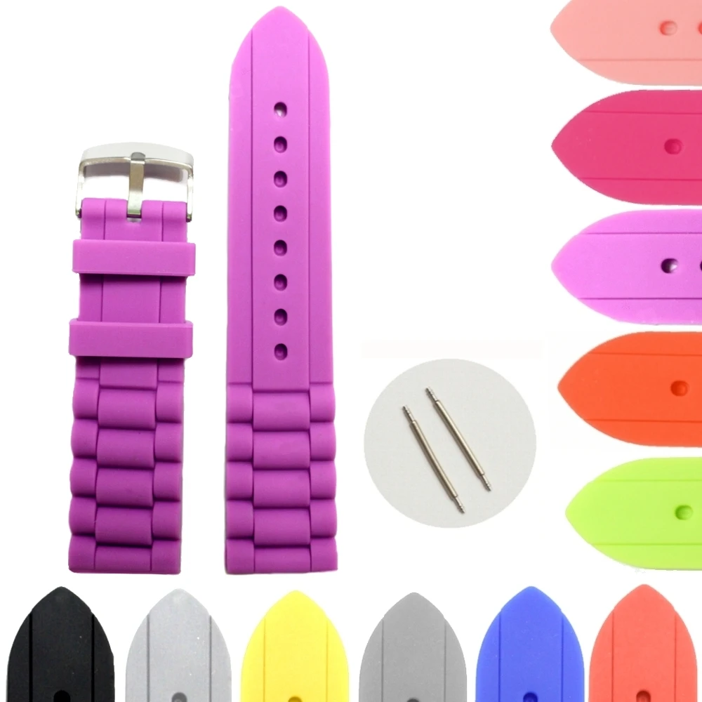 

16mm Magenta Violet Mimosa Purple Mauve Pink Wisteria Ladies Women Silicone Jelly Rubber Watch Band Straps