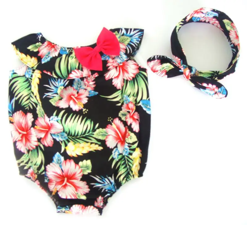 Повязка на голову в стиле бохо с цветочным принтом|baby rompers|bubble romperfloral baby romper |