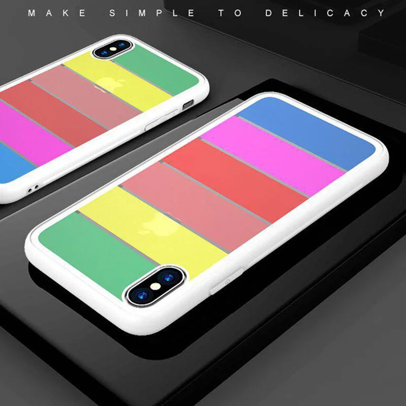 Радуга 9 H закаленное Стекло чехол для iPhone Xs Max Xr X 8 7 Plus мягкий TPU бампер кожного
