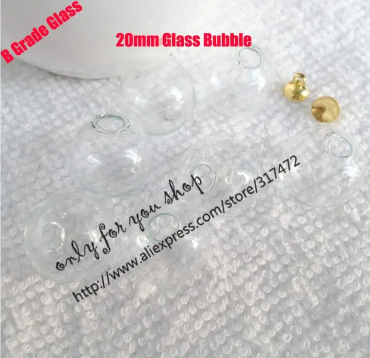 B grade 20mm glass 100 шт прозрачные стеклянные сферы стеклянная подвеска из стеклянного флакона глобус пузырь DIY Шарм стеклянный кулон желаний - Окраска металла: B grade 20mm glass