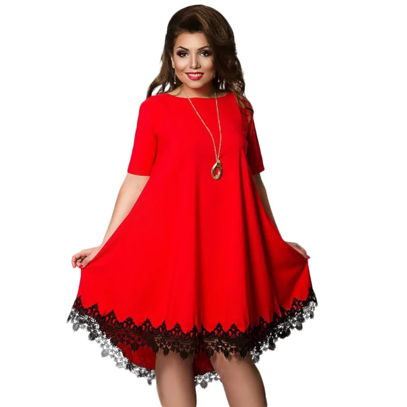 Популярные повседневные размера плюс платье с кружевным краем летняя одежда для женщин L 6XL|Женские платья| |