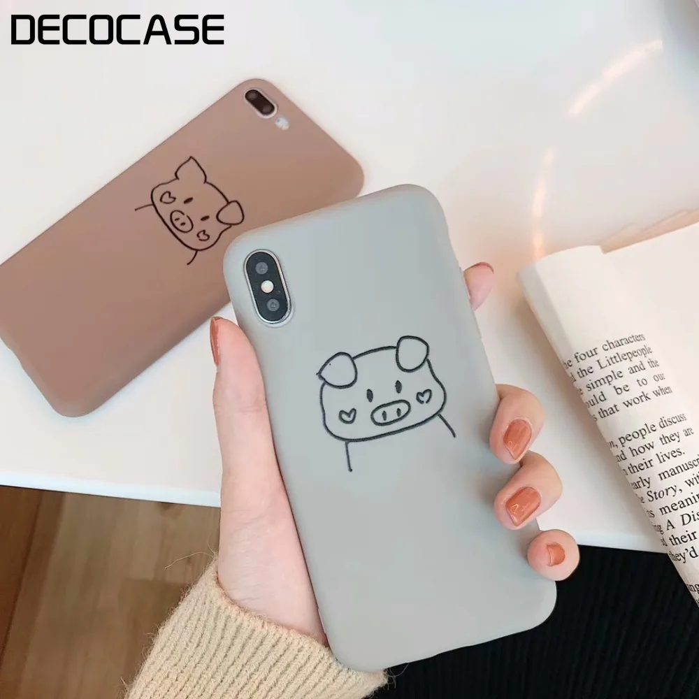 DECOCASE Симпатичные свиньи печать серый Шоколад Мягкие силиконовые для женщин и