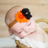 100pcs Orange & Black Shabby Flower Headband
