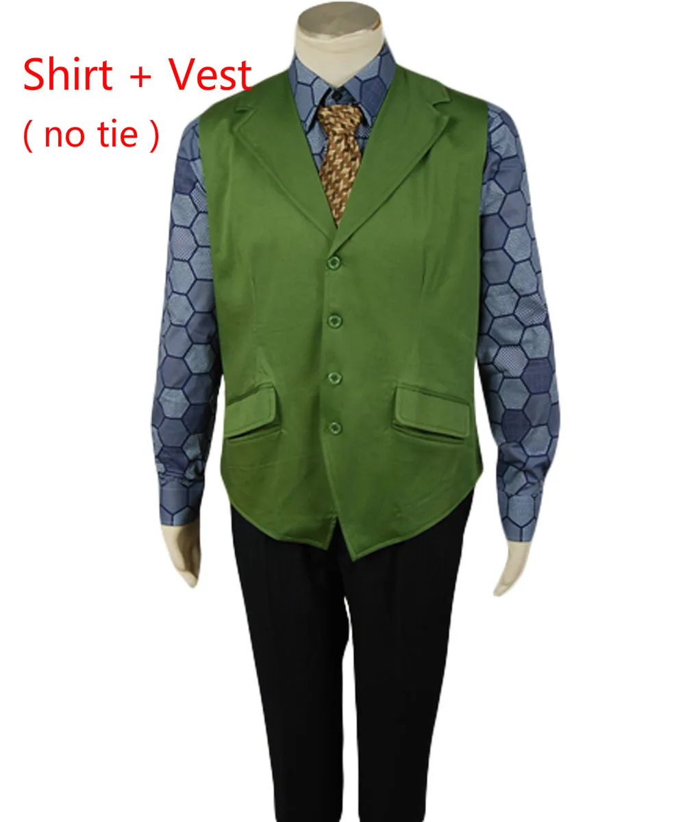 Shirt and Vest 6 PCS the Joker Costume Batman Dark Knight Cosplay Joker Jacket Wool Overcoat Outfit Suit Coat Halloween Cosplay Costume Men - Цвет: Shirt and Vest