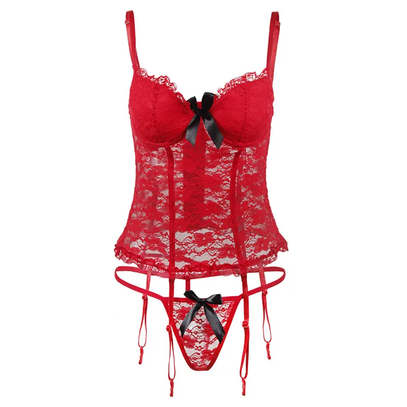 Женское Эротическое нижнее белье с подвязками и глубоким V-образным вырезом |