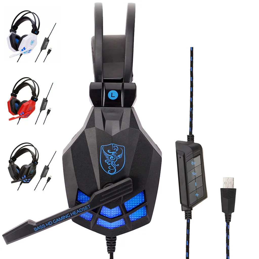 SOYTO SY850 USB игровая гарнитура для PS4 ПК 7 1 объемный звук шумоподавление Накладные