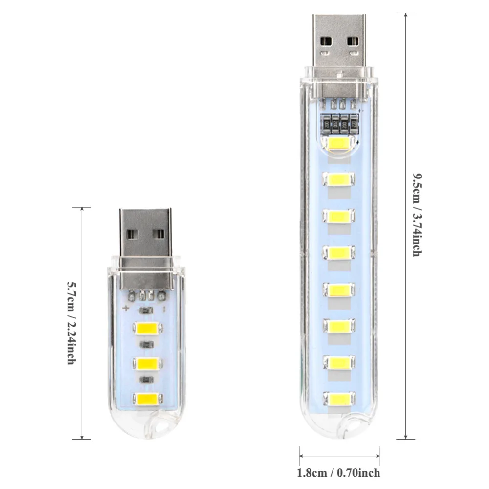 Coquimbo Mini USB светодиодные лампы 3/8 светодиодов SMD 5730 теплый/белый свет для ПК