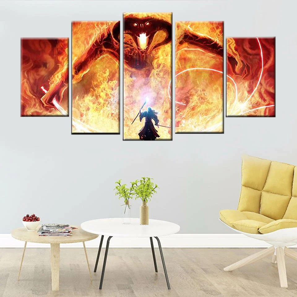 Печать и живопись 5 панелей плакат Гэндальфа картина настенное искусство холст