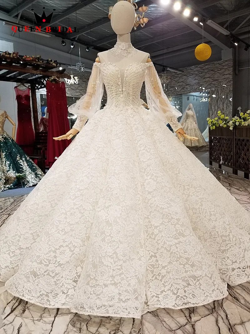 2021 Vestido De Noiva Custom Made Full Sleeves Marriage Bridal Dress Vintage Wedding Dresses QUEEN BRIDAL Robe De Mariee WD163