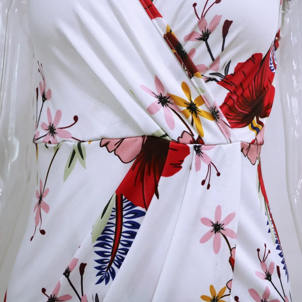 Летнее платье с цветочным принтом на бретельках женское v образным вырезом без