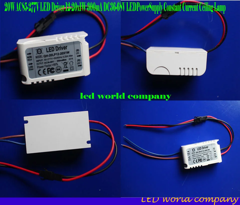 Изоляция 20 Вт AC85-277V светодиодный драйвер 12-20X1 300 мА DC36-68V LED PowerSupply потолочная лампа