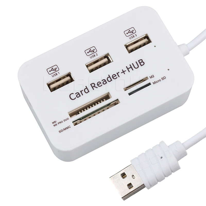 Kebidu Новый 3-портовый usb-концентратор сплиттер комбинированный кардридер