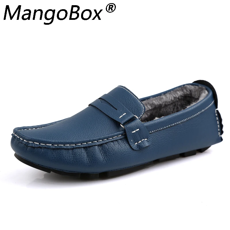 Big Size 38-47 Men Casual Leather Shoes Fashion Top Quality Driving Moccasins Slip on Loafers Men's Flat Plus Velvet Warm | Обувь
