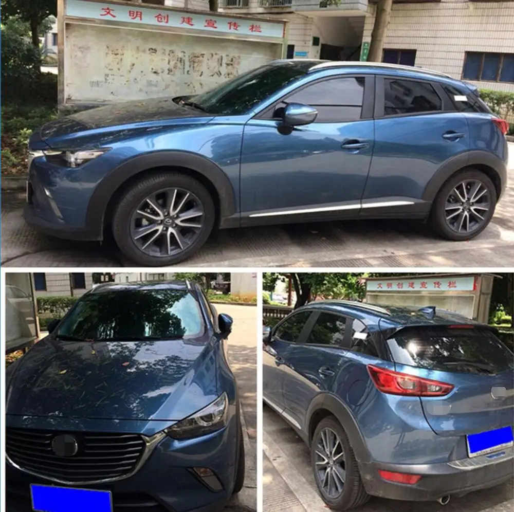Для Mazda CX-3 CX3 алюминиевый сплав Серебристые верхние рейки на крышу стойки боковые бруски декоративная отделка автомобильные аксессуары