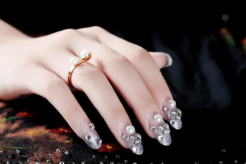 24 шт./компл. телесный розовый цвет с бантом 3D поддельные ногти милые французские