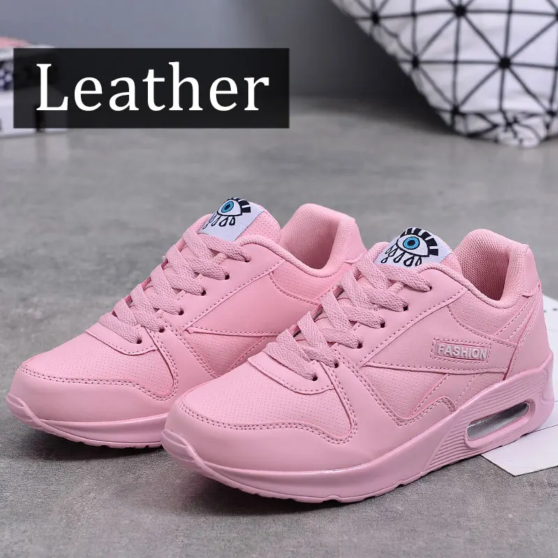 Pink Leather MWY/женская повседневная обувь; вулканизированные женские модные кроссовки; Zapatillas De Mujer; дышащая обувь на шнуровке для отдыха; обувь на плоской подошве - Цвет: Pink Leather