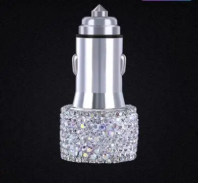 white usb charger Стразы, двойное USB Автомобильное зарядное устройство, украшения для автомобиля ручной работы с кристаллами, кабели для быстрой зарядки и передачи данных, автомобильные Декорации для iPhone и - Название цвета: white usb charger