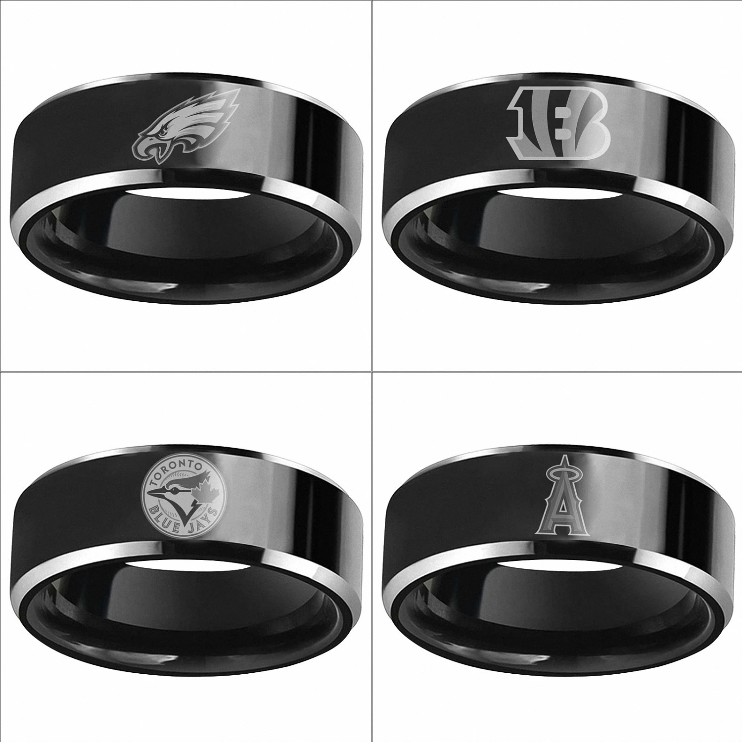 Филадельфия Иглз Cincinnati Bengals Toronto Blue Jays 8 мм полированная черный купол Вольфрам Jewelry