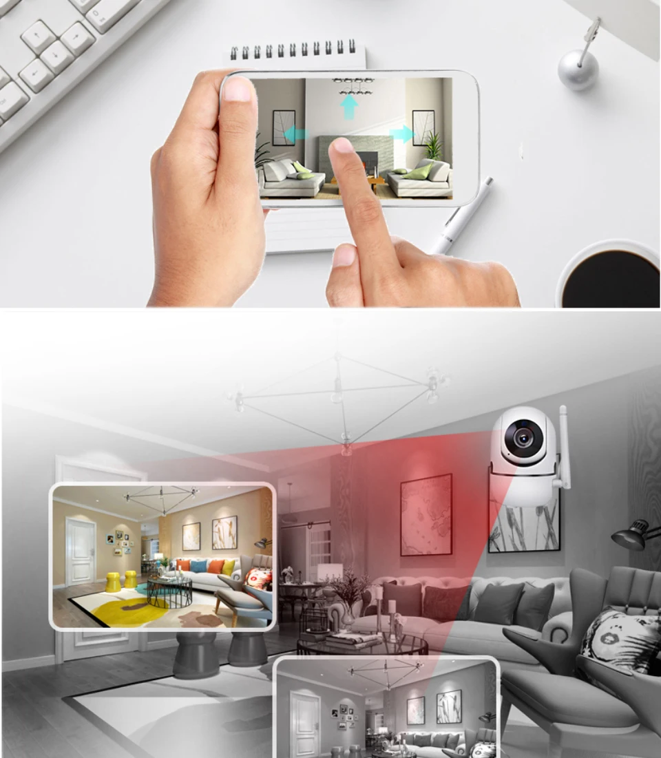 1080P Full HD Беспроводная Смарт PTZ ip-камера с wifi облачной записью автоматическое отслеживание для движущихся объектов бесплатное приложение сигнализация