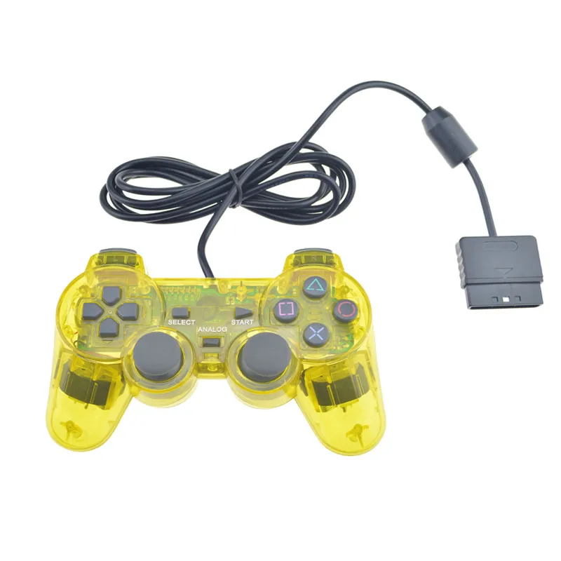 Прозрачный Цвет Проводной Для PS2 Контроллер Двойной Вибрации Джойстика джойстик