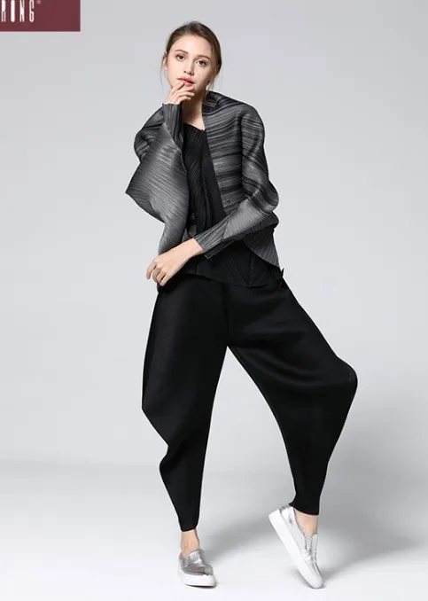 Горячая Распродажа Женское пальто Miyake с рукавами летучая мышь и три четверти -