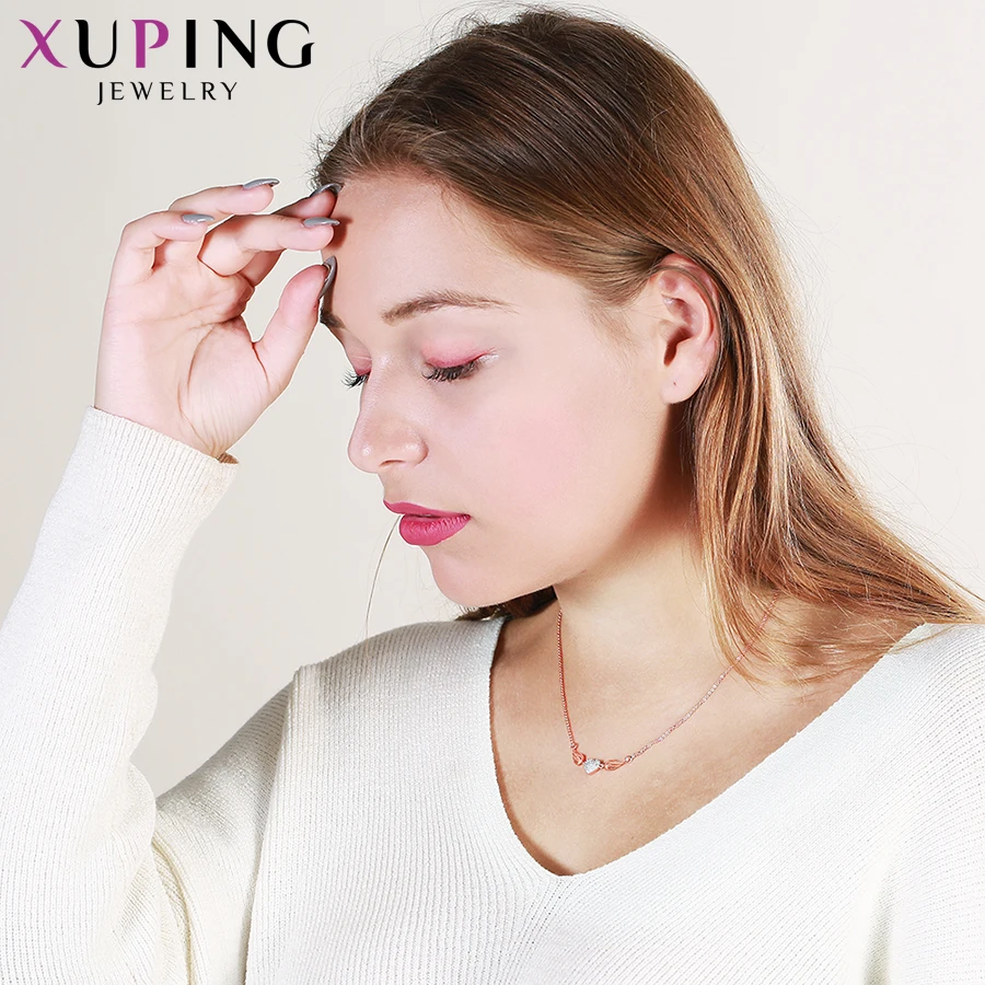 Xuping, элегантное ожерелье, крылья, сердце, узор, с синтетическим CZ, ювелирное изделие для женщин, подарок на День Благодарения, S107-44485
