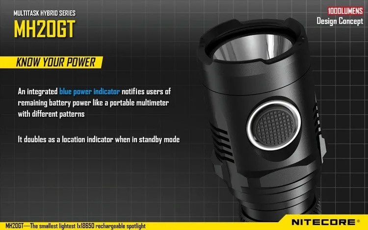 Распродажа~ NITECORE MH20GT BOXSET 1000 люмен светодиодный фонарь Водонепроницаемый фонарик USB Перезаряжаемый 18650 литий-ионный аккумулятор