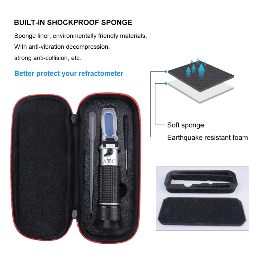Yieryi Handheld 28-62% Brix Sugar Meter Refractometer High Concentration Of fruit For Cutting Fluid with black bag | Инструменты