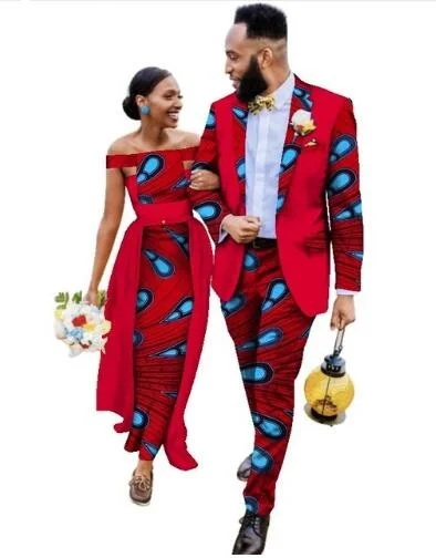 2018 Новое поступление модный стиль Африканский хлопок плюс размер костюм для пары