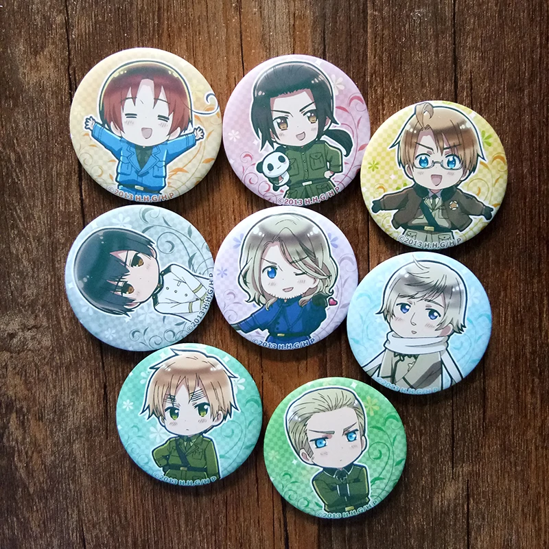 8 шт./компл. 58 мм аниме оси силы Hetalia мир Мерцающая панда Китай APH Moive брушпин Россия