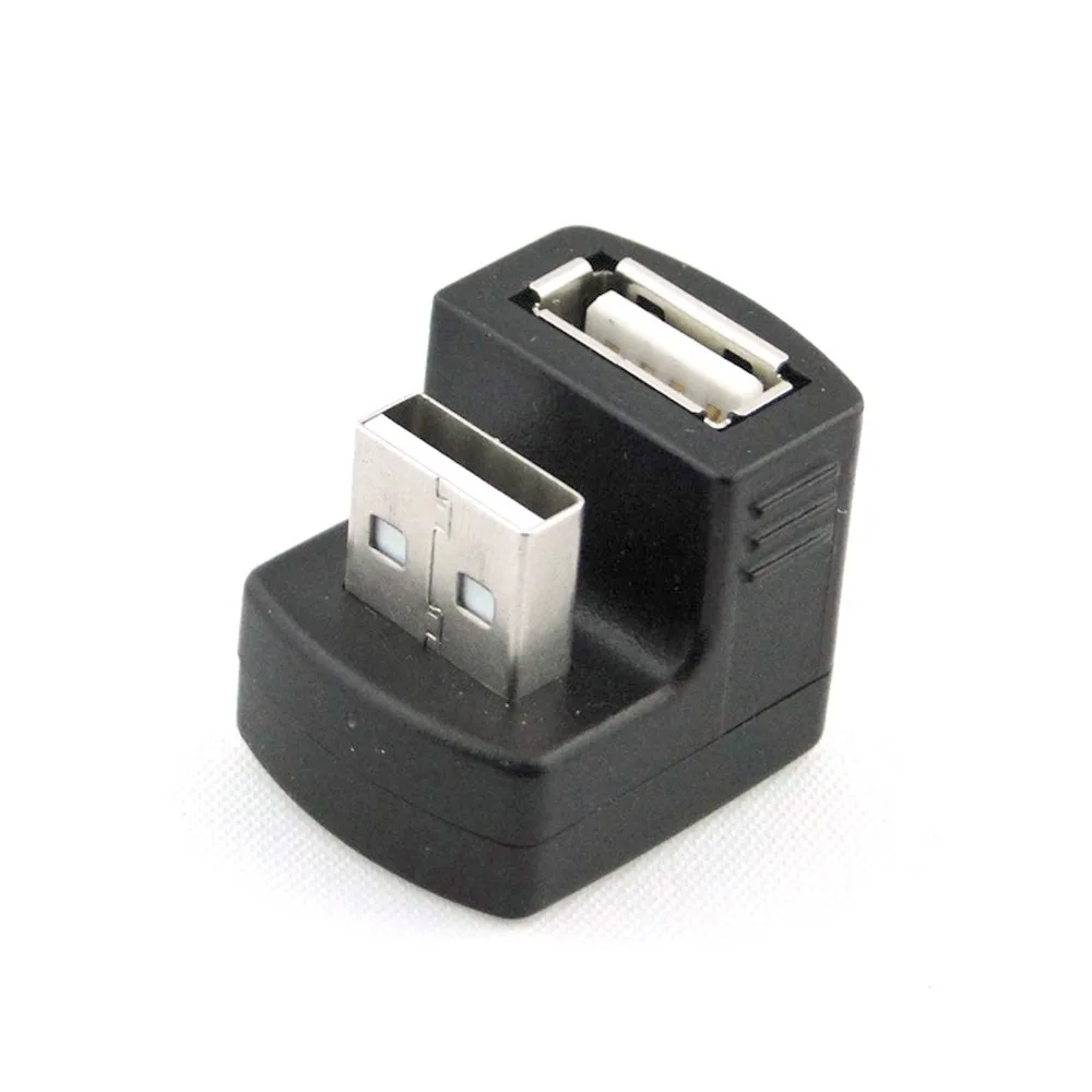 Новинка правый угловой адаптер USB 2 0 удлинитель штекер гнездо 90 180 градусов черный