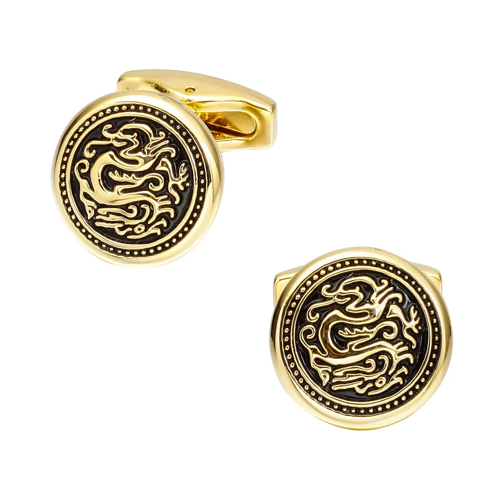 Запонки MeMolissa с золотистым драконом запонки для мужчин подарки папе