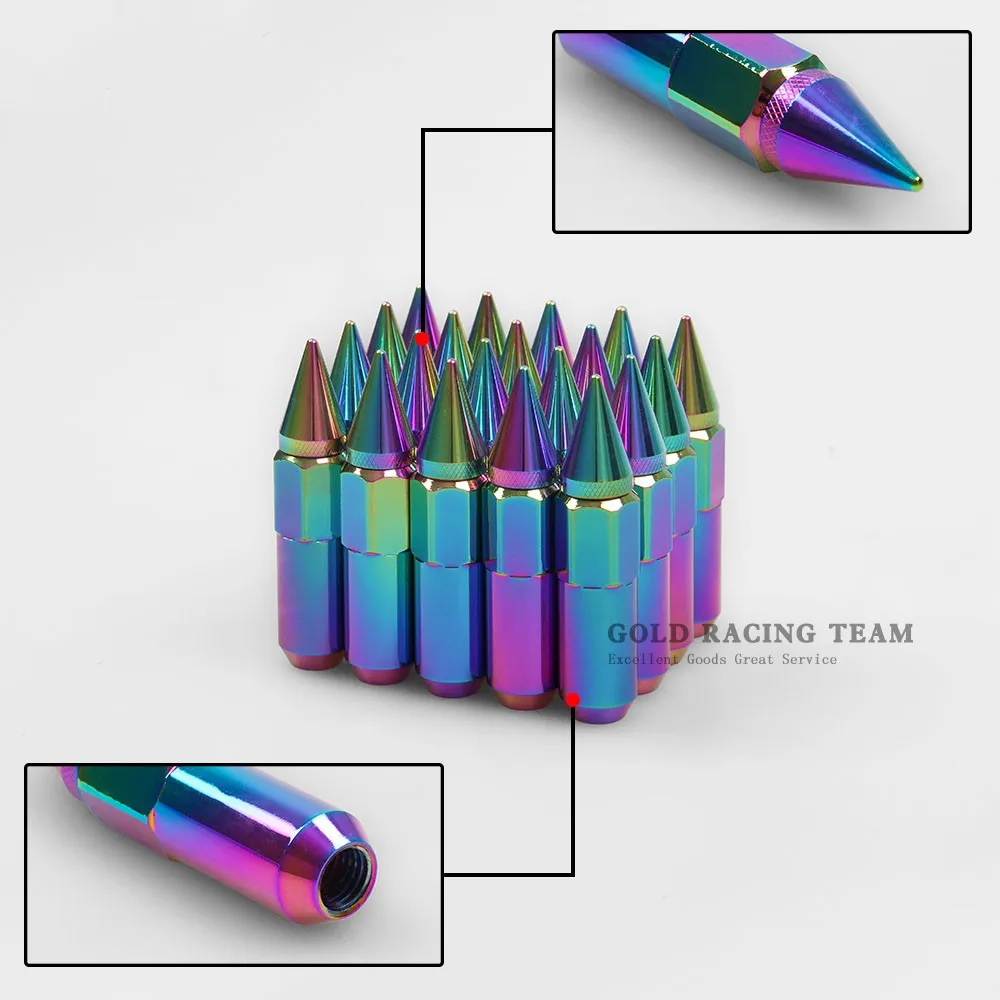 GRT 60 мм Neo Chrome колеса автомобиля Гайки 12x1.5/1.25 рифлёная wtih шип болты Гайки|lug nuts|wheel