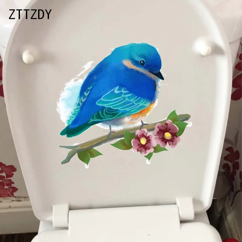 ZTTZDY 22 9*21 1 см акварельные растения цветы птицы ванная комната наклейка домашний декор|Наклейки на стену| |