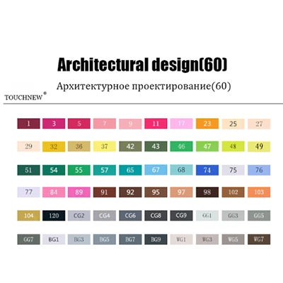 TOUCHNEW T6 двойная кисть масляная на спиртовой основе 168 набор цветов эскиз маркеры dibujo манга rotuladores цвет es ручка товары для рукоделия - Цвет: 60architectural desi
